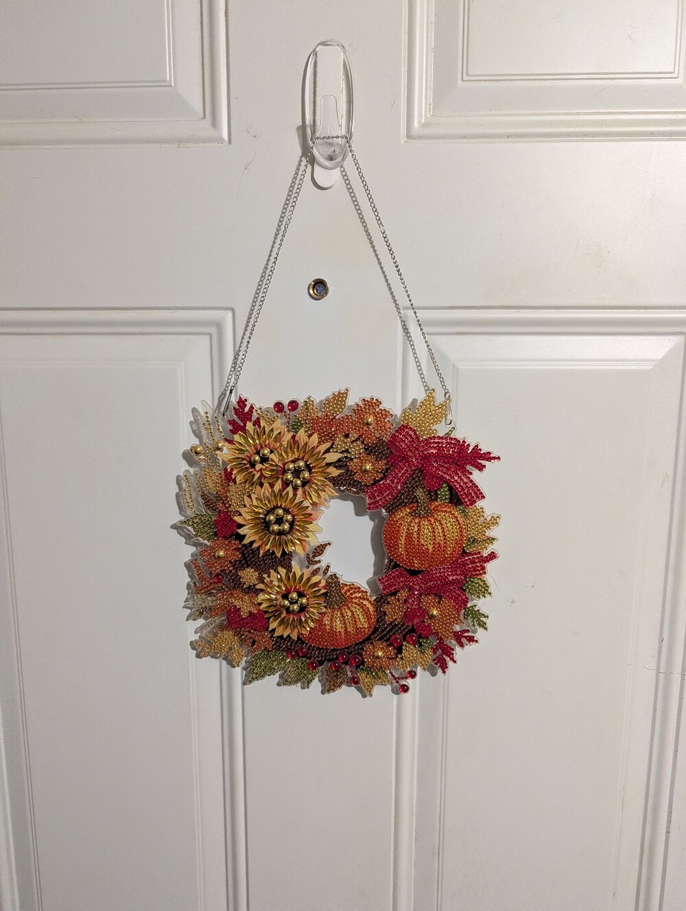 Autumn Harvest Pumpkin & Sunflower Diamond Art Wreath - Orange, Red, Gold